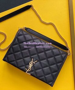 Replica YSL Saint Laurent Becky Mini Chain Bag In Carré-Quilted Lambskin 6292461 black