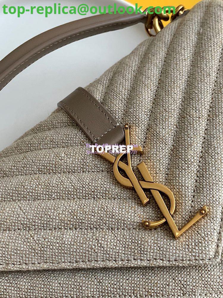 Replica YSL Saint Laurent College Medium In Quilted Linen Canvas And Leather Taupe 6002792 2 Replica YSL Saint Laurent College Medium In Quilted Linen Canvas And Leather Taupe 6002792 2