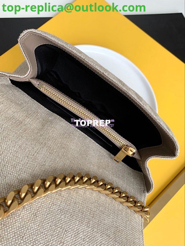 Replica YSL Saint Laurent College Medium In Quilted Linen Canvas And Leather Taupe 6002792 6 Replica YSL Saint Laurent College Medium In Quilted Linen Canvas And Leather Taupe 6002792 6