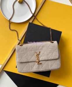 Replica YSL Saint Laurent Jamie Medium "Carré Rive Gauche" Linen Taupe 634820