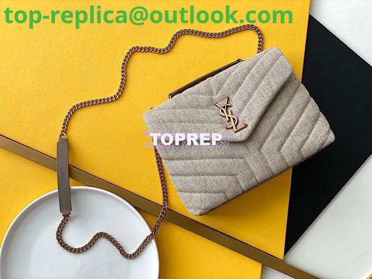 Replica YSL LouLou Medium in “Y” Quilted Linen Taupe 5749462 Replica YSL LouLou Medium in “Y” Quilted Linen Taupe 5749462