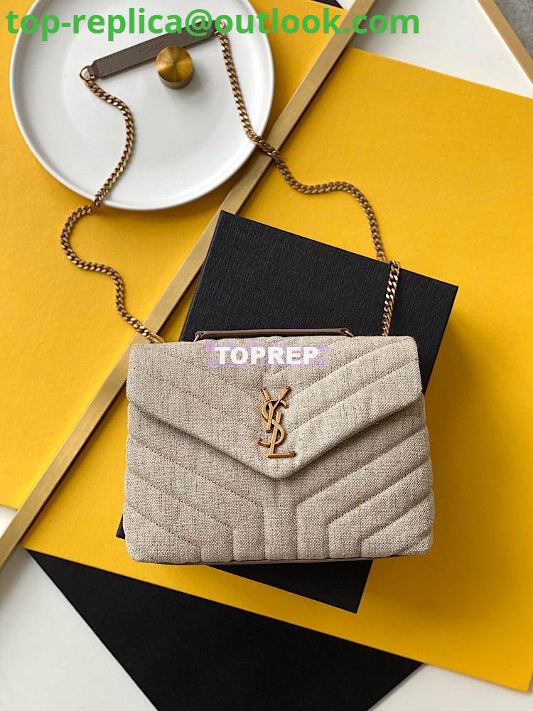 Replica YSL Saint Laurent Loulou Small in Matelassé “Y” Linen Taupe 4946992 Replica YSL Saint Laurent Loulou Small in Matelassé “Y” Linen Taupe 4946992