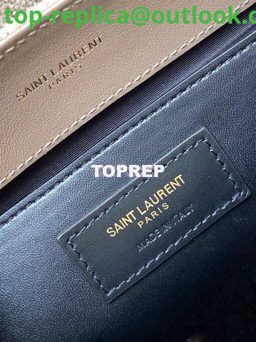 Replica YSL Saint Laurent Loulou Small in Matelassé “Y” Linen Taupe 4946992 8