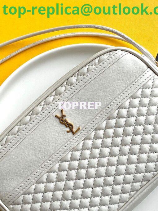 Replica YSL Saint Laurent Victoire Camera Bag in Quilted Lambskin 6489901 Blanc 5