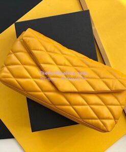 Replica YSL Saint Laurent Sade Puffer Envelope Clutch in Lambskin 6550041 Saffron 2