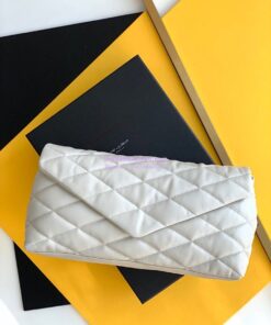 Replica YSL Saint Laurent Sade Puffer Envelope Clutch in Lambskin 6550041 Blanc 2