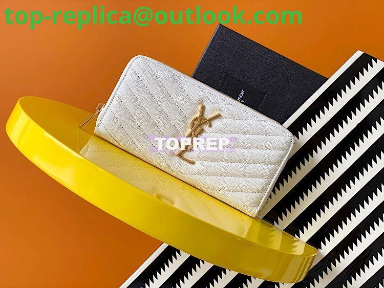 Replica YSL Saint Laurent Monogram Zip Around Wallet In Grain De Poudre Embossed Leather 358094 White 3 Replica YSL Saint Laurent Monogram Zip Around Wallet In Grain De Poudre Embossed Leather 358094 White 3