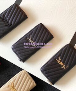 Replica YSL Saint Laurent Monogram Zip Around Wallet In Grain De Poudre Embossed Leather 358094 2