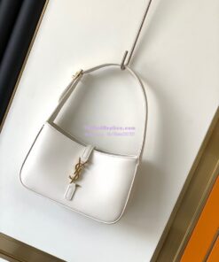 Replica YSL Saint Laurent Le 5 à 7 hobo bag in Blanc calfskin shiny leather 2