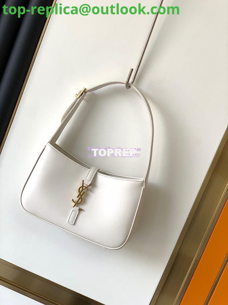 Replica YSL Saint Laurent Le 5 à 7 hobo bag in Blanc calfskin shiny leather 2 Replica YSL Saint Laurent Le 5 à 7 hobo bag in Blanc calfskin shiny leather 2