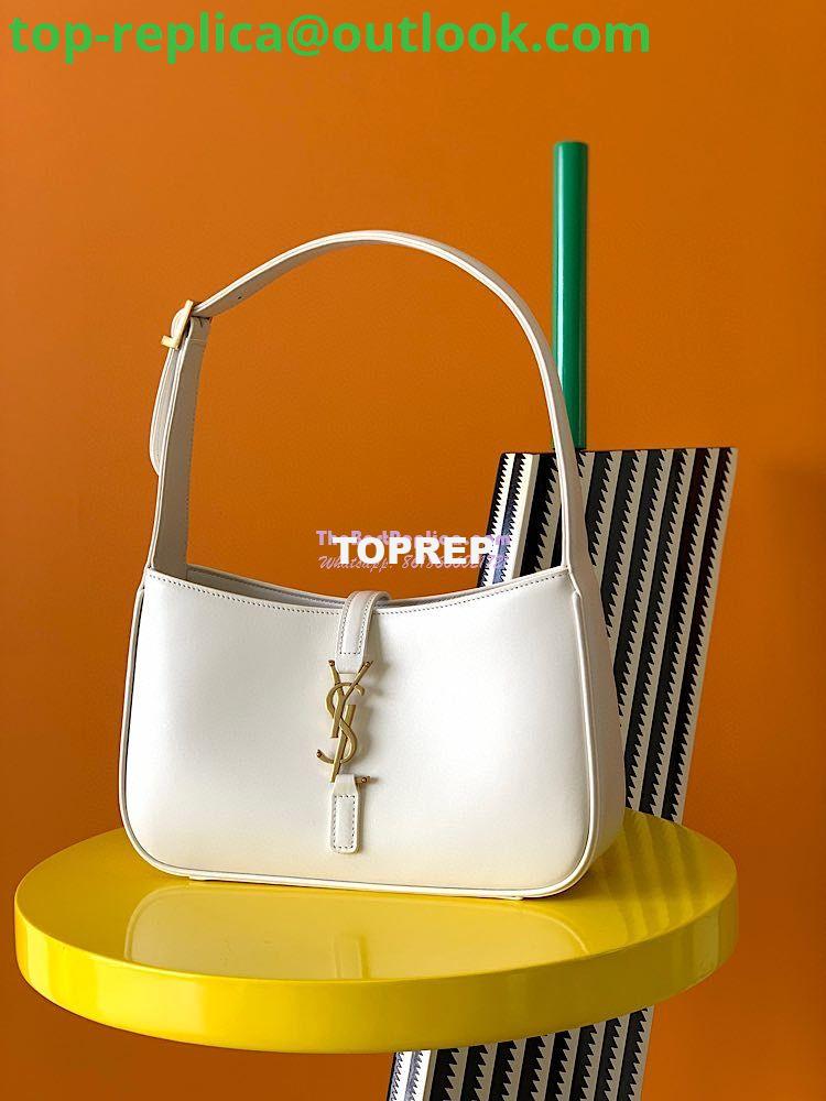 Replica YSL Saint Laurent Le 5 à 7 hobo bag in Blanc calfskin shiny leather 3 Replica YSL Saint Laurent Le 5 à 7 hobo bag in Blanc calfskin shiny leather 3