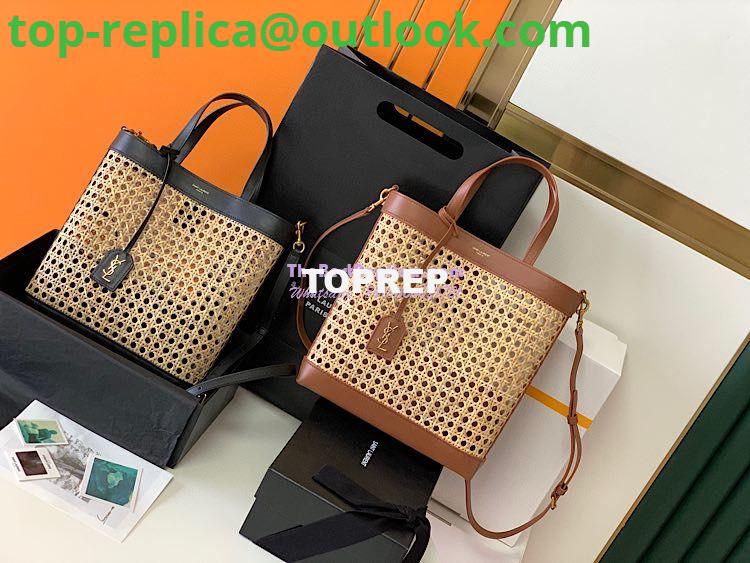 Replica YSL Saint Laurent Saint Laurent N/S Toy Shopping Bag in Woven Cane And Black Leather 6551612 Replica YSL Saint Laurent Saint Laurent N/S Toy Shopping Bag in Woven Cane And Black Leather 6551612