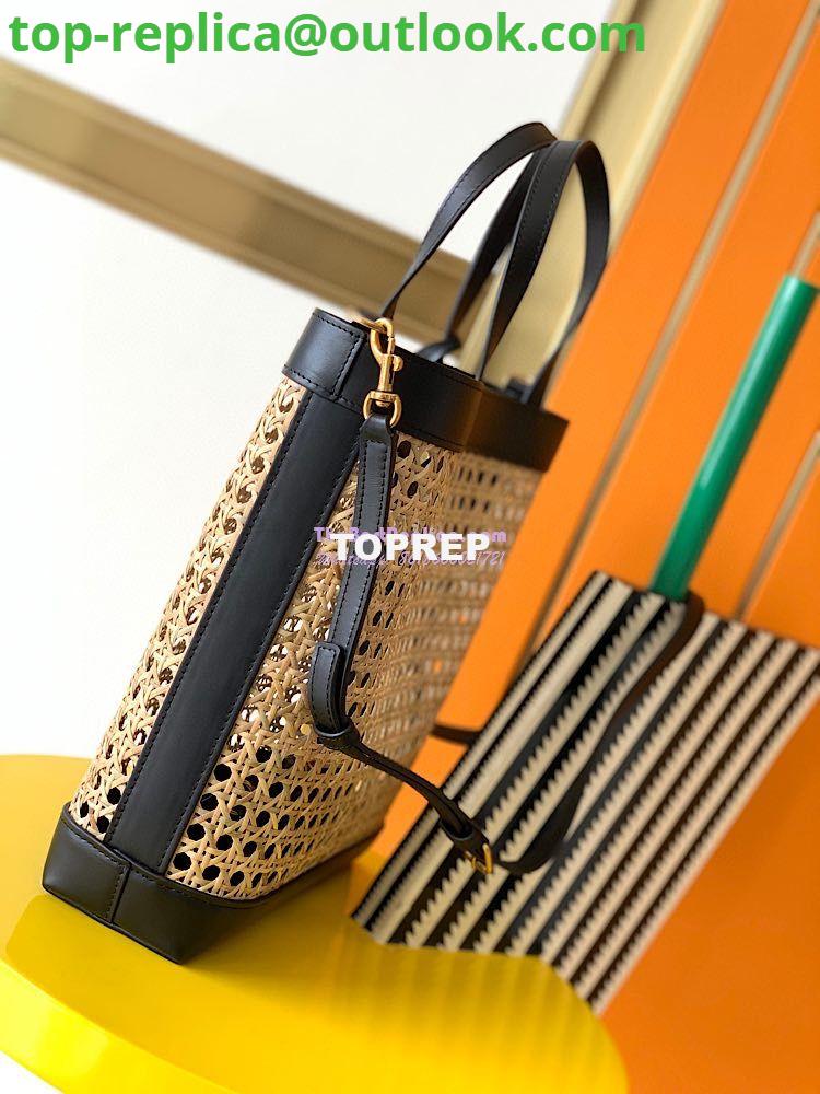 Replica YSL Saint Laurent Saint Laurent N/S Toy Shopping Bag in Woven Cane And Black Leather 6551612 6 Replica YSL Saint Laurent Saint Laurent N/S Toy Shopping Bag in Woven Cane And Black Leather 6551612 6