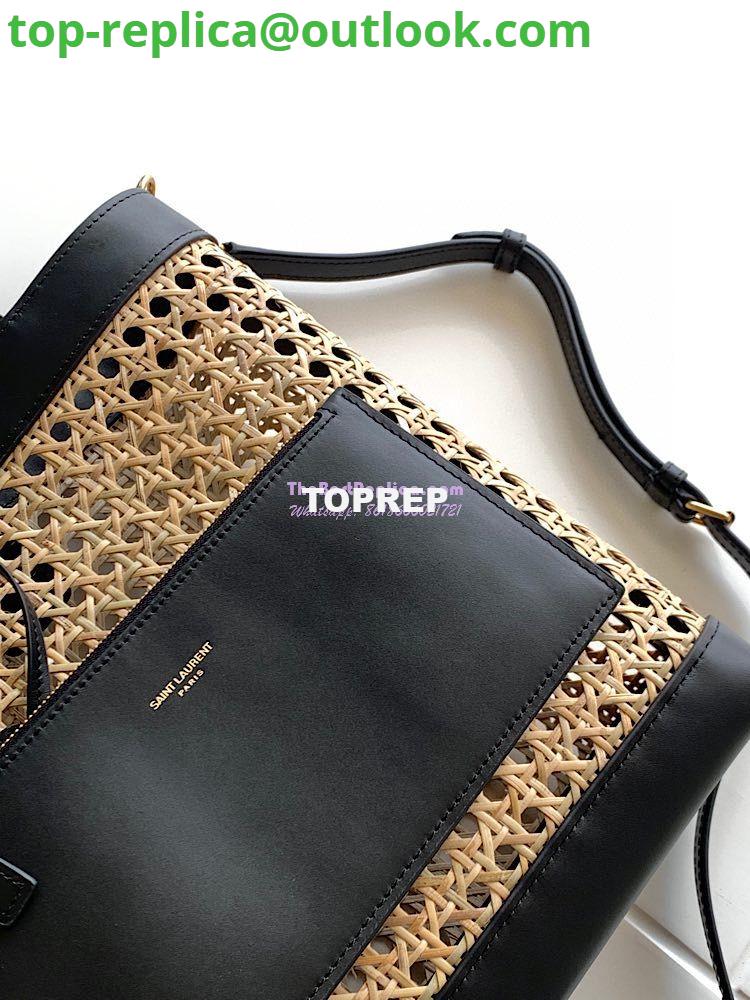 Replica YSL Saint Laurent Saint Laurent N/S Toy Shopping Bag in Woven Cane And Black Leather 6551612 8 Replica YSL Saint Laurent Saint Laurent N/S Toy Shopping Bag in Woven Cane And Black Leather 6551612 8