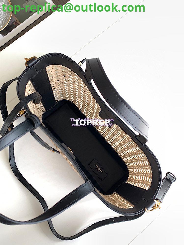 Replica YSL Saint Laurent Saint Laurent N/S Toy Shopping Bag in Woven Cane And Black Leather 6551612 9 Replica YSL Saint Laurent Saint Laurent N/S Toy Shopping Bag in Woven Cane And Black Leather 6551612 9