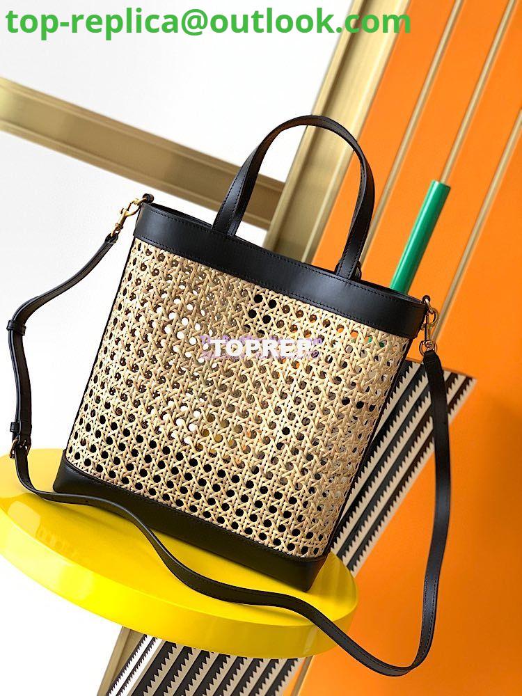 Replica YSL Saint Laurent Saint Laurent N/S Toy Shopping Bag in Woven Cane And Black Leather 6551612 11 Replica YSL Saint Laurent Saint Laurent N/S Toy Shopping Bag in Woven Cane And Black Leather 6551612 11