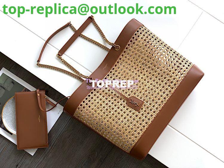 Replica YSL Saint Laurent E/W Shopping Bag in Woven Cane And Leather 6551432 4 Replica YSL Saint Laurent E/W Shopping Bag in Woven Cane And Leather 6551432 4