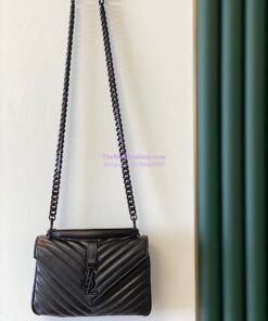 Replica YSL Saint Laurent College Medium In Matelassé Leather 600279 All Black