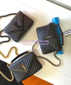 Replica YSL Saint Laurent Envelope Large Bag In Mix Matelasse Grain De Poudre Embossed Leather 487198 Black with Gold Hardware