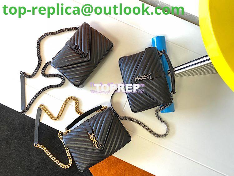 Replica YSL Saint Laurent College Medium In Matelassé Leather 600279 Black Replica YSL Saint Laurent College Medium In Matelassé Leather 600279 Black