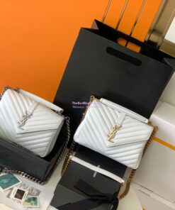 Replica YSL Saint Laurent College Medium In Matelassé Leather 600279 White