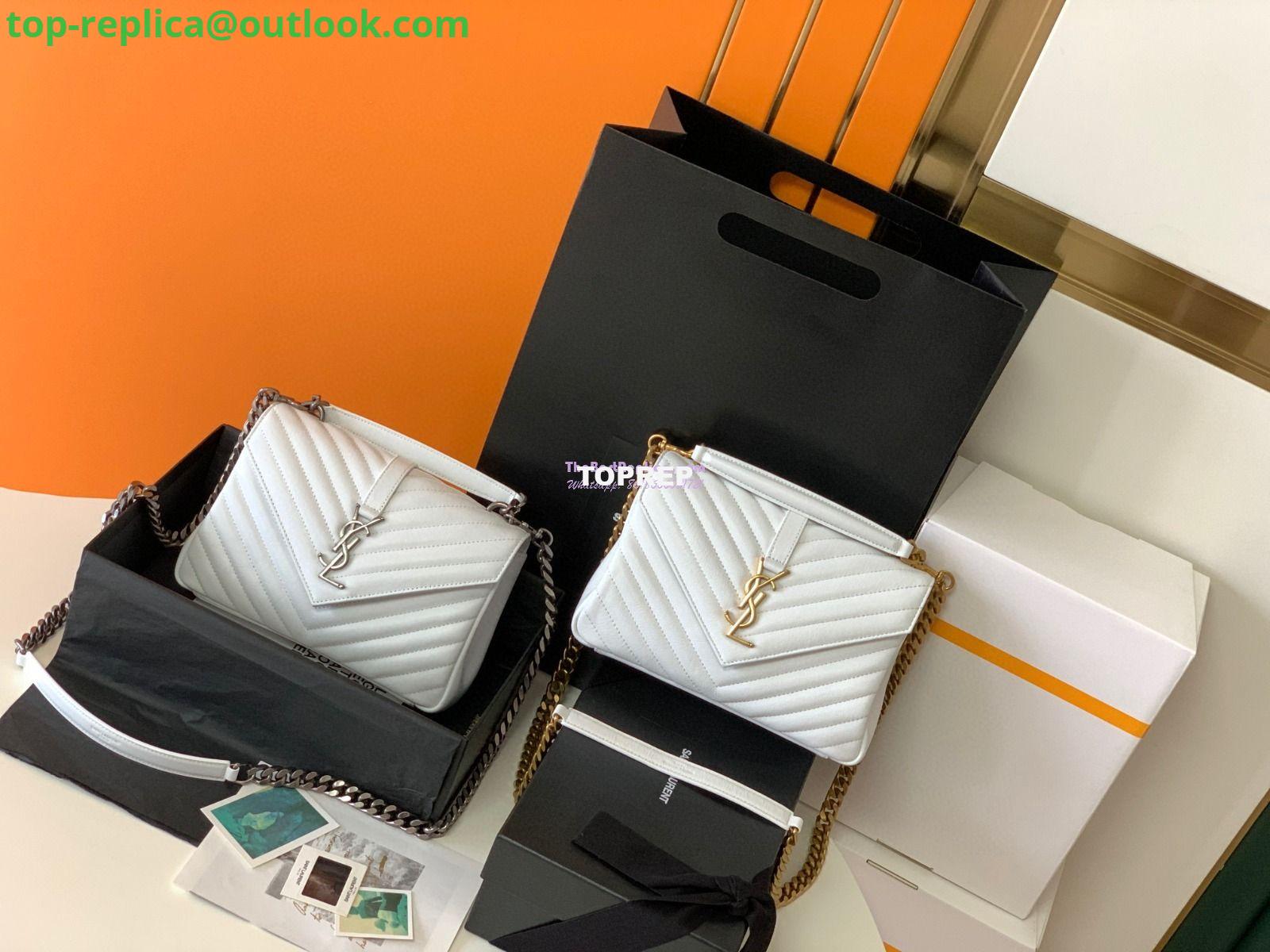 Replica YSL Saint Laurent College Medium In Matelassé Leather 600279 White Replica YSL Saint Laurent College Medium In Matelassé Leather 600279 White