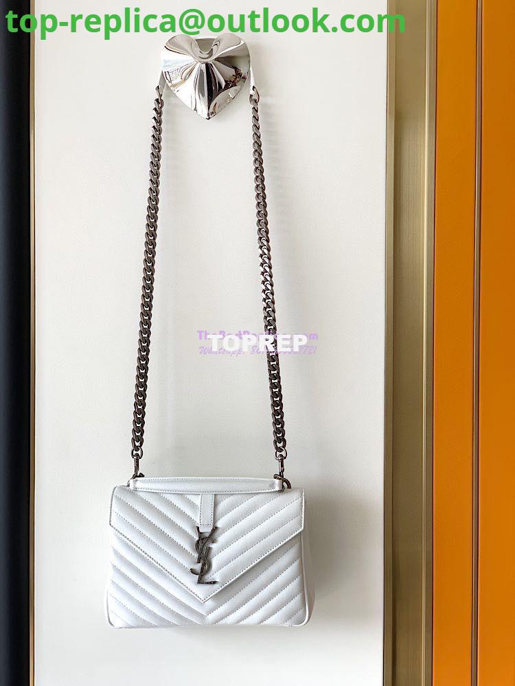 Replica YSL Saint Laurent College Medium In Matelassé Leather 600279 White 3 Replica YSL Saint Laurent College Medium In Matelassé Leather 600279 White 3