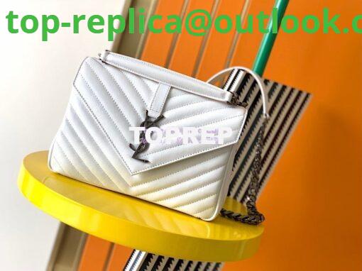 Replica YSL Saint Laurent College Medium In Matelassé Leather 600279 White 4