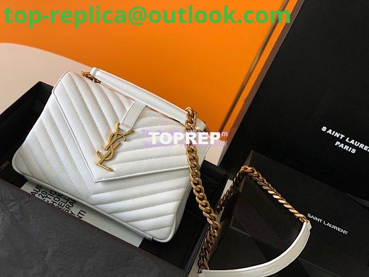 Replica YSL Saint Laurent College Medium In Matelassé Leather 600279 White 13 Replica YSL Saint Laurent College Medium In Matelassé Leather 600279 White 13