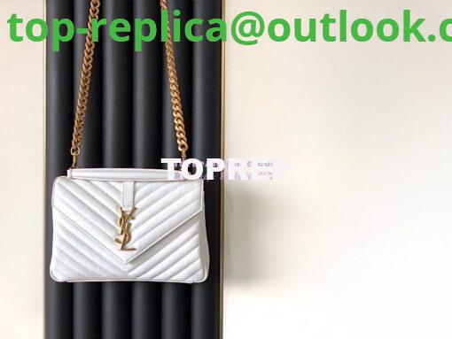 Replica YSL Saint Laurent College Medium In Matelassé Leather 600279 White 14