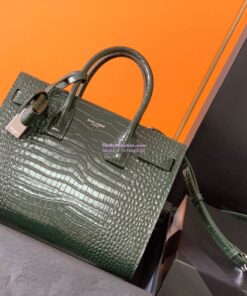 Replica YSL Saint Laurent Classic Sac De Jour Baby Nano In Embossed  Crocodile Shiny Leather 421863 Dark Green 2