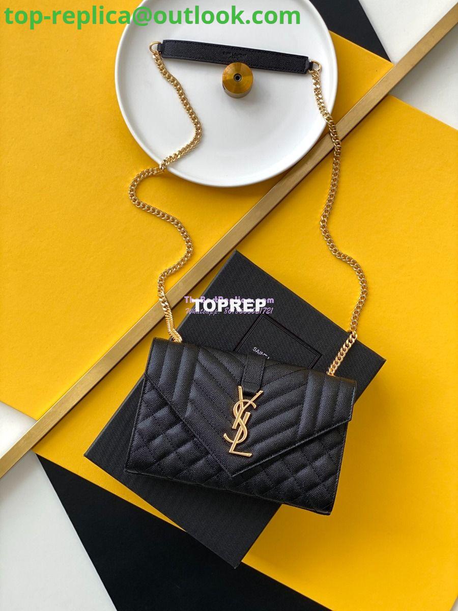 Replica YSL Envelope small bag in mix matelassé grain de poudre embossed leather 526286 black GHW Replica YSL Envelope small bag in mix matelassé grain de poudre embossed leather 526286 black GHW