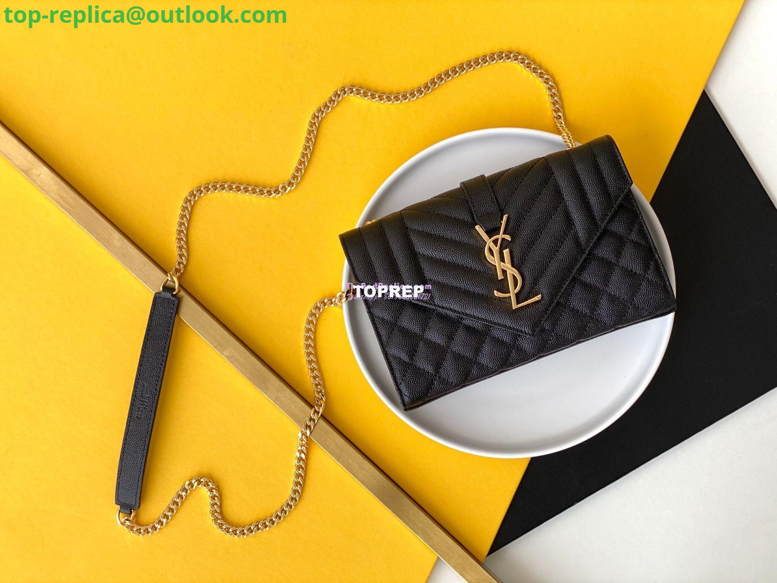 Replica YSL Envelope small bag in mix matelassé grain de poudre embossed leather 526286 black GHW 2 Replica YSL Envelope small bag in mix matelassé grain de poudre embossed leather 526286 black GHW 2