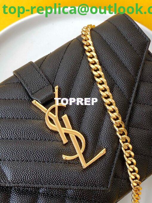 Replica YSL Envelope small bag in mix matelassé grain de poudre embossed leather 526286 black GHW 6