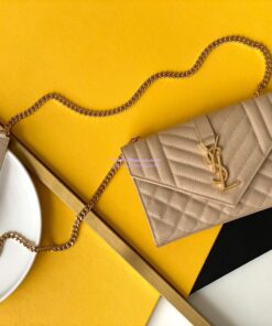 Replica YSL Envelope small bag in mix matelassé grain de poudre embossed leather 526286 beige 2