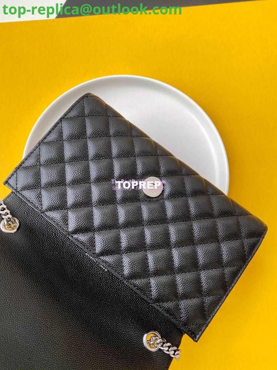 Replica YSL Envelope small bag in mix matelassé grain de poudre embossed leather 526286 black shw 8 Replica YSL Envelope small bag in mix matelassé grain de poudre embossed leather 526286 black shw 8