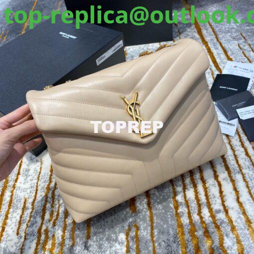 Replica YSL Saint Laurent Medium Loulou Bag In Beige "Y" Matelassé Leather 459749 Gold Hardware 3