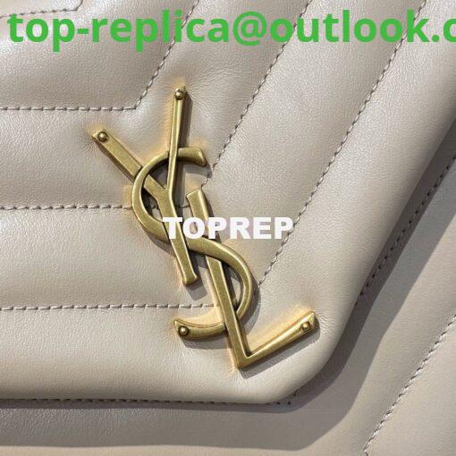 Replica YSL Saint Laurent Medium Loulou Bag In Beige "Y" Matelassé Leather 459749 Gold Hardware 6