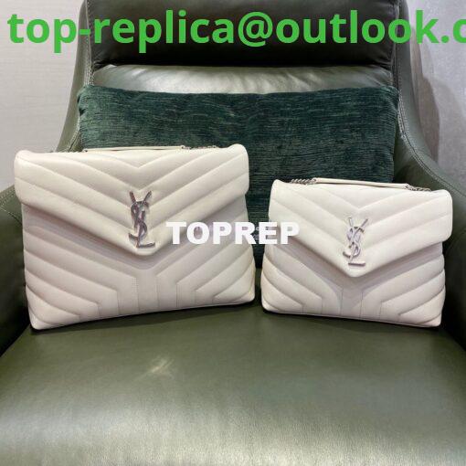 Replica YSL Saint Laurent Medium Loulou Bag In Blanc "Y" Matelassé Leather 459749 Silver Hardware 2