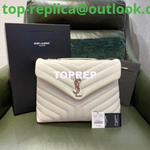 Replica YSL Saint Laurent Medium Loulou Bag In Blanc "Y" Matelassé Leather 459749 Silver Hardware 3