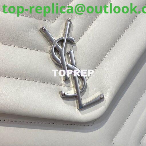 Replica YSL Saint Laurent Medium Loulou Bag In Blanc "Y" Matelassé Leather 459749 Silver Hardware 6