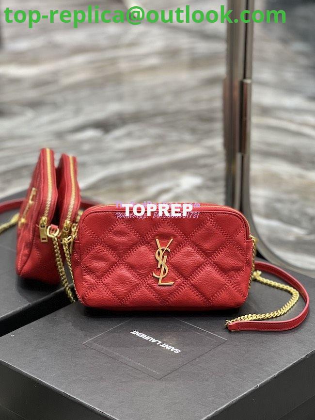 Replica Saint Laurent YSL Becky Double-Zip Pouch in Quilted Lambskin 608941 red Replica Saint Laurent YSL Becky Double-Zip Pouch in Quilted Lambskin 608941 red
