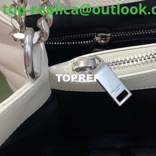 Replica YSL Saint Laurent Medium Loulou Bag In Blanc "Y" Matelassé Leather 459749 Silver Hardware 11