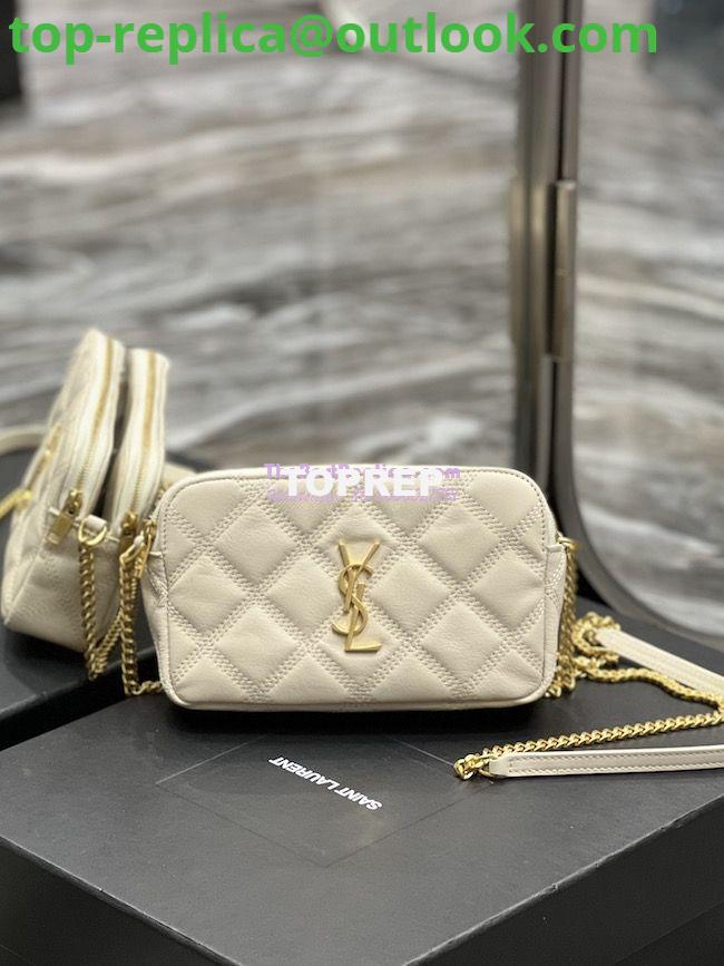 Replica Saint Laurent YSL Becky Double-Zip Pouch in Quilted Lambskin 608941 White Replica Saint Laurent YSL Becky Double-Zip Pouch in Quilted Lambskin 608941 White