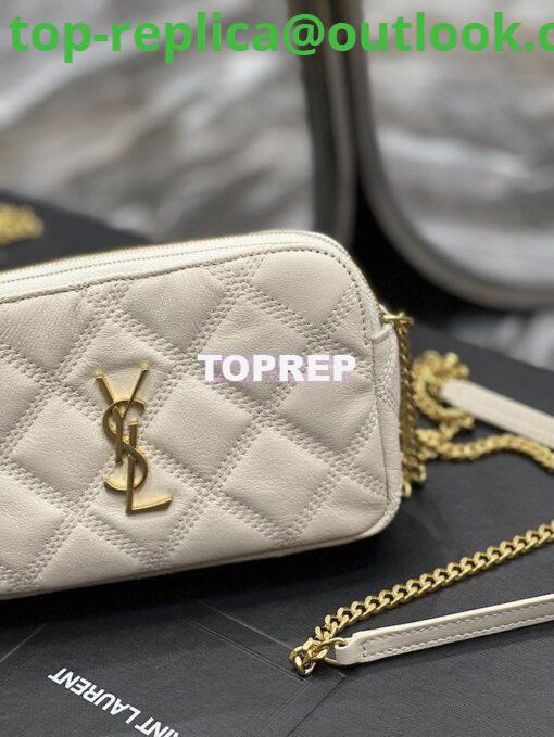 Replica Saint Laurent YSL Becky Double-Zip Pouch in Quilted Lambskin 608941 White 2