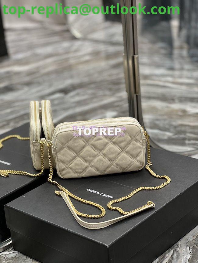 Replica Saint Laurent YSL Becky Double-Zip Pouch in Quilted Lambskin 608941 White 6 Replica Saint Laurent YSL Becky Double-Zip Pouch in Quilted Lambskin 608941 White 6