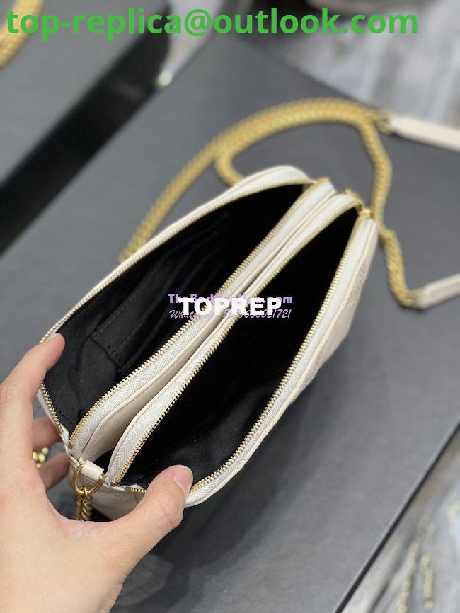 Replica Saint Laurent YSL Becky Double-Zip Pouch in Quilted Lambskin 608941 White 9 Replica Saint Laurent YSL Becky Double-Zip Pouch in Quilted Lambskin 608941 White 9