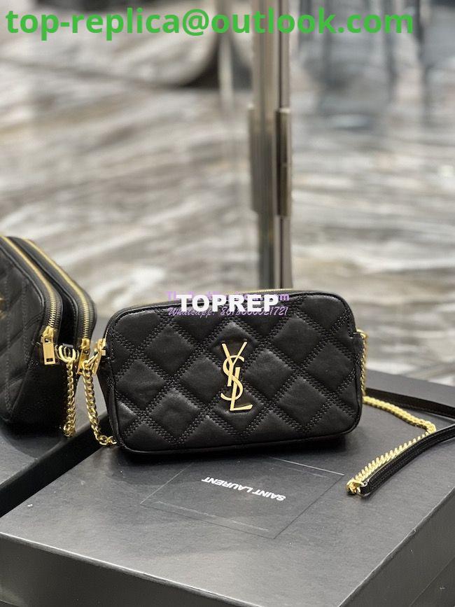 Replica Saint Laurent YSL Becky Double-Zip Pouch in Quilted Lambskin 608941 Black Replica Saint Laurent YSL Becky Double-Zip Pouch in Quilted Lambskin 608941 Black