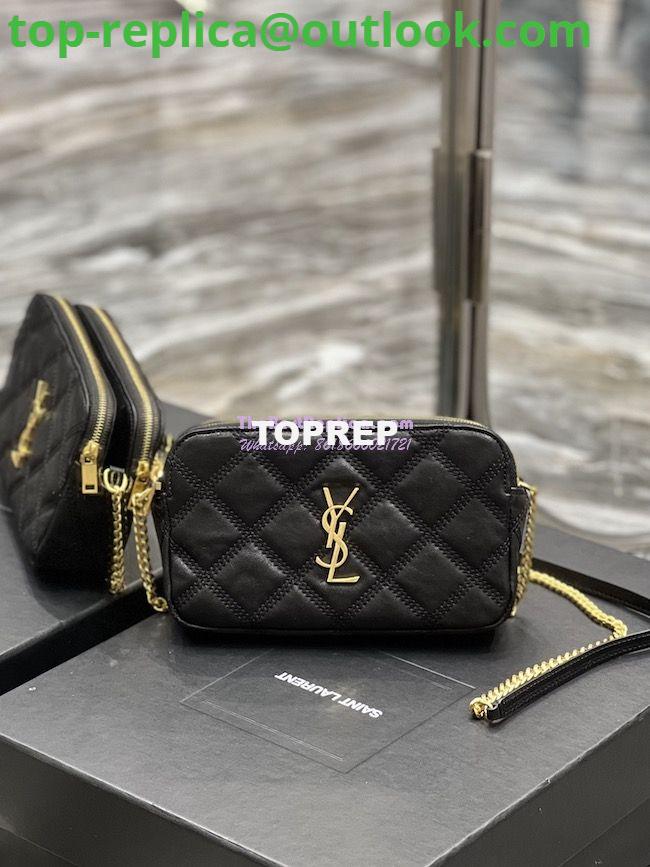 Replica Saint Laurent YSL Becky Double-Zip Pouch in Quilted Lambskin 608941 Black 2 Replica Saint Laurent YSL Becky Double-Zip Pouch in Quilted Lambskin 608941 Black 2