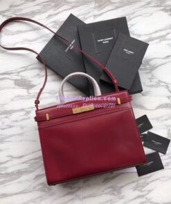 Replica YSL Saint Laurent Manhattan small shopping in Rouge smooth leather 2